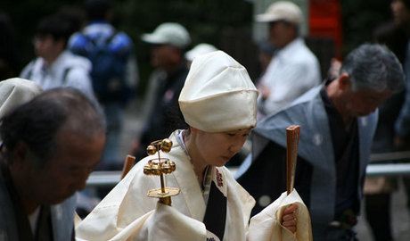 One of very few women in the procession at Nikko Toshogu Shrine.